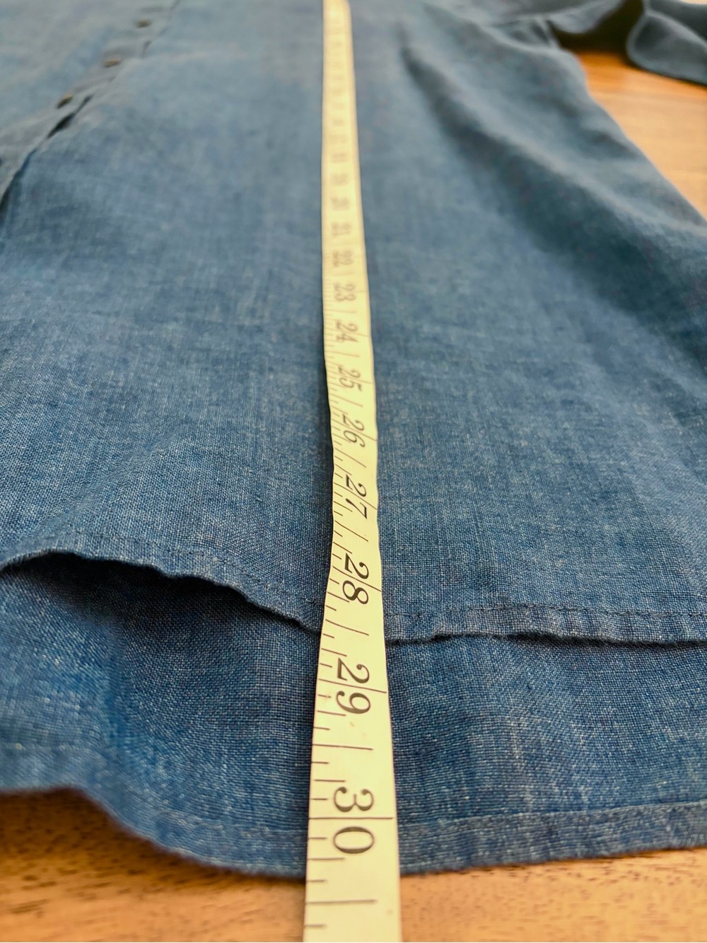 Eileen Fisher Washed Organic Linen Délavé Classic Collar Shirt in Blue - Picture 8 of 11